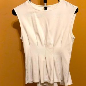 White Pleated Peplum Top